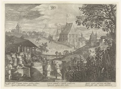 říjen (název na objektu) Dvanáct měsíců (název série) od Egidius  Sadeler (II)