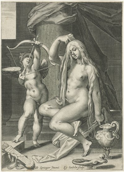 Venuše si češe vlasy od Egidius  Sadeler (II)