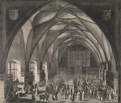 Vnitřní pohled do Vladislavského sálu na Pražském hradě během výročního jarmarku, 1607., 1607. od Aegidius Sadeler II