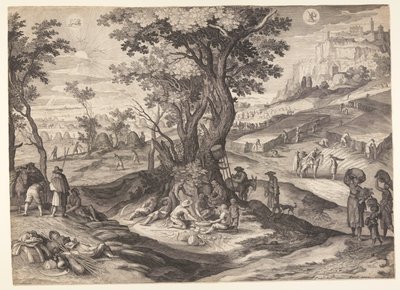 Červenec/srpen, z Dvanácti měsíců od Aegidius Sadeler II