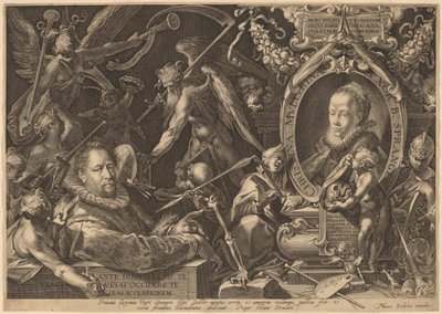 Bartholomaeus Spranger a jeho zesnulá manželka Christina Muller od Aegidius Sadeler II, after Bartholomaeus Spranger