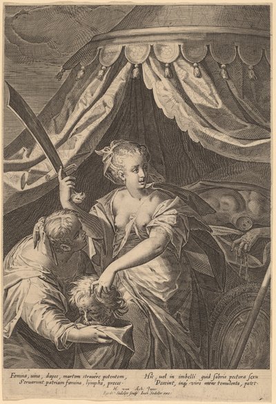 Judith s hlavou Holoferna od Aegidius Sadeler II, after Hans von Aachen