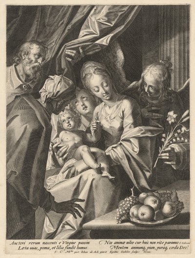 Svatá rodina se svatou Annou a dvěma anděly od Aegidius Sadeler II, after Hans von Aachen