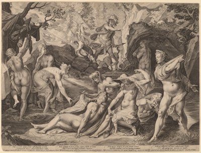 Diana překvapená Actaeonem od Aegidius Sadeler II after Joseph Heintz the Elder