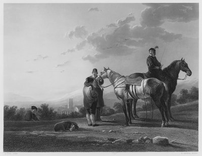 Vojáci, z obrázku v královské sbírce (rytina) od Aelbert (after) Cuyp
