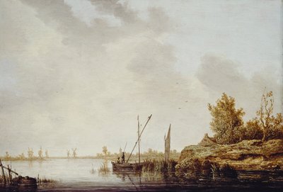 Říční scéna se vzdálenými větrnými mlýny, c.1640-42 od Aelbert Cuyp