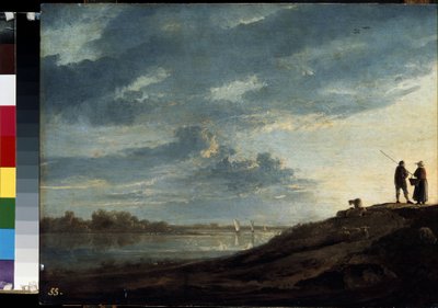 Západ slunce nad řekou Malba Alberta (Aelberta nebo Aelbrechta) Cuypa (1620-1691) cca 1650 Rozměr 38,5 x 53 cm Muzeum Ermitáž, Petrohrad od Aelbert Cuyp