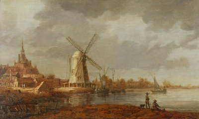 Jokimaisema näköalalla Dordrechtiin (öljy paneelille) od Aelbert Cuyp
