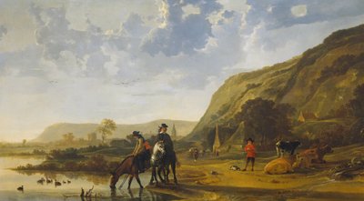 Říční krajina s jezdci od Aelbert Cuyp