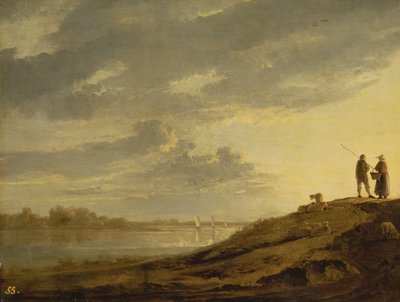 Západ slunce nad řekou, 1650s (panel) od Aelbert Cuyp