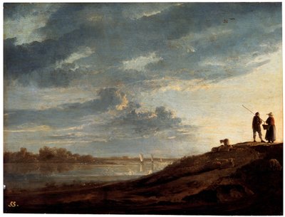 Západ slunce nad řekou, 1650s. od Aelbert Cuyp
