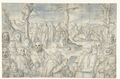 Ukřižování se zakladatelem a jeho rodinou od Aert Pietersz.