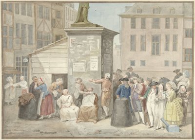 Náměstí s mnichy a jeptiškami během revoluce v Belgii, 20. října 1787 od Aert Schouman (signed by artist)