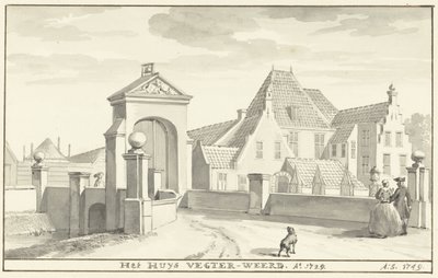 Havezathe Vechterweerd poblíž Zwolle v roce 1729 Het HUYS VEGTER-WEERD Ao 1729 (název na objektu) od Aert Schouman
