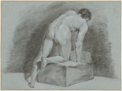 Mužský akt, ohnutý, při pohledu zezadu od Aert Schouman