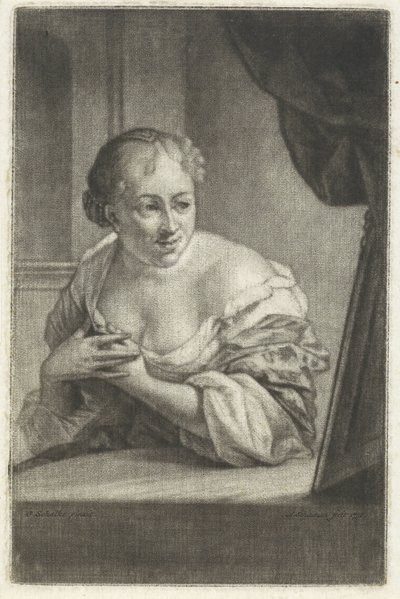 Žena před zrcadlem od Aert Schouman