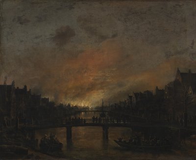Noční požár v Amsterdamu od Aert van der Neer