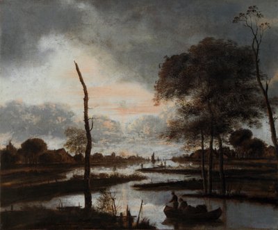 River View: Evening (olej na plátně) od Aert van der Neer