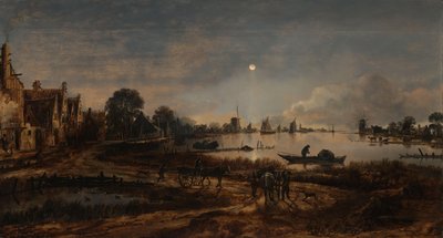 River View by Moonlight Krajina za měsíčního svitu od Aert van der Neer