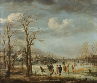 Pohled na řeku v zimě, 1630-60 od Aert van der Neer