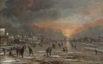 Sport na zamrzlé řece, pravděpodobně ca. 1660. od Aert van der Neer