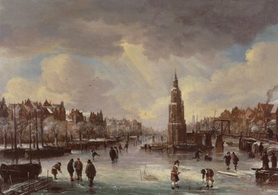 Město na zamrzlé řece od Aert van der Neer