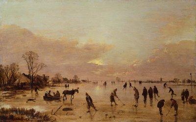 Zimní krajina při západu slunce (olej na plátně) od Aert van der Neer