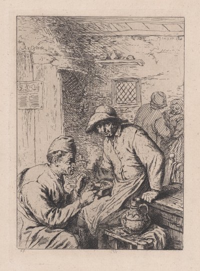 Kuřáci, po Ostade, 19. století. od After Adriaen van Ostade.
