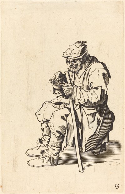 Žebrák jíst od After Jacques Callot