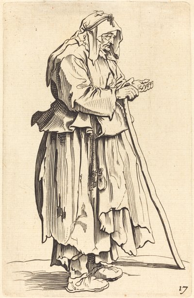 Žebrák přijímající charitu od After Jacques Callot