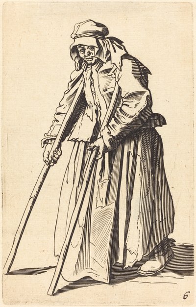 Žebrák s berlemi od After Jacques Callot