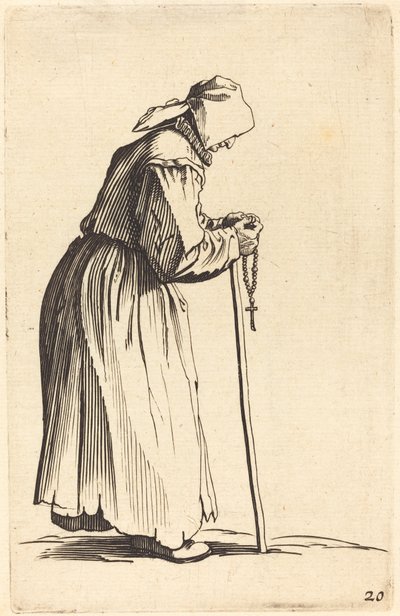 Žebrák s růžencem od After Jacques Callot