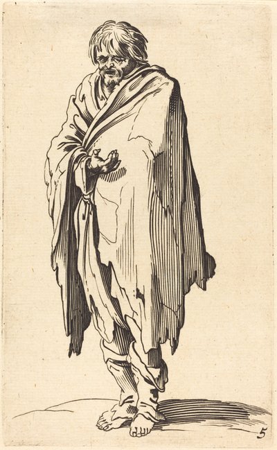 Žebrák s holou hlavou a nohama od After Jacques Callot