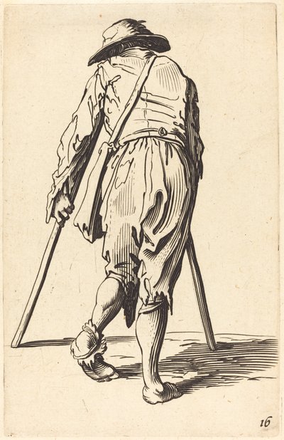 Žebrák s berlemi a kloboukem, pohled zezadu od After Jacques Callot