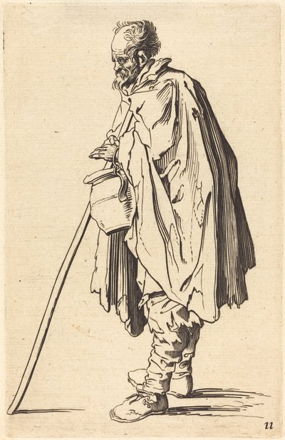 Žebrák s hrncem od After Jacques Callot