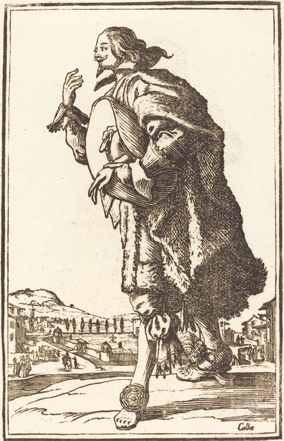 Urozený muž s plstěným kloboukem, klanění od After Jacques Callot