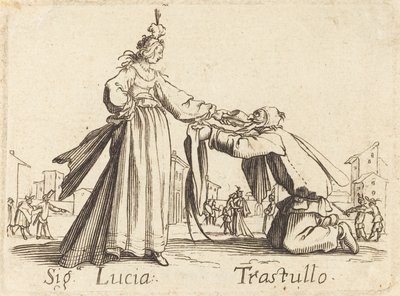 Známky. Lucia a Trastullus od After Jacques Callot