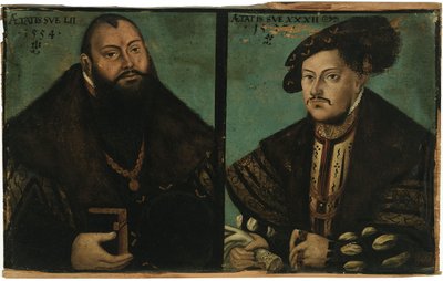Johann Friedrich I., Velkomyslný, kurfiřt saský a Johann Ernst Saský od after Lucas Cranach the Elder