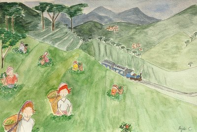 The Voyage, Darjeeling 2015, akvarel na papíře od Agnes Girardon