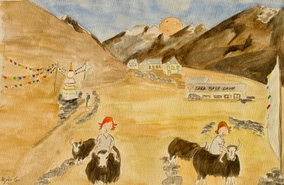 The Voyage, Langtang, 2015, akvarel na papíře od Agnes Girardon