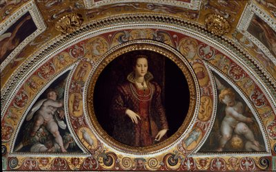 Portrét Eleonore de Toledo (malba na břidlici od Agnolo (after) Bronzino