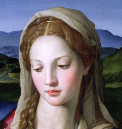 Svatá rodina se svatou Annou a nemluvnětem sv. Janem Křtitelem, cca 1550 olej na panelu detail 82824 od Agnolo Bronzino