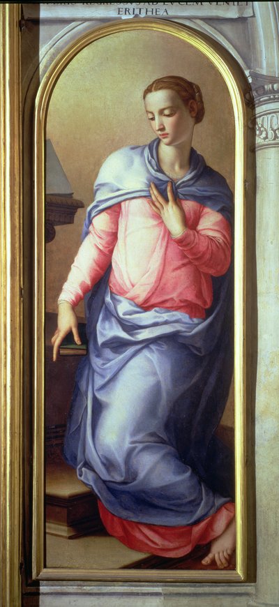 Panna Maria, pravý panel Zvěstování, 1555 (viz také 82440) od Agnolo Bronzino