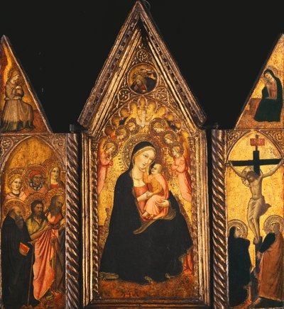 Přenosný triptych s Madonou a dítětem trůnícím s anděly, od Agnolo Gaddi