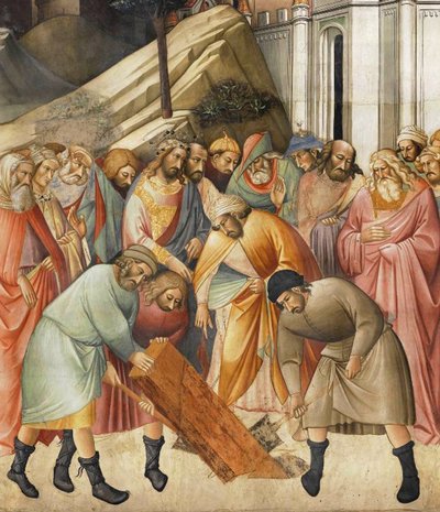 Král Šalamoun pohřbívající jeden z paprsků kříže, kolem roku 1380 od Agnolo Gaddi