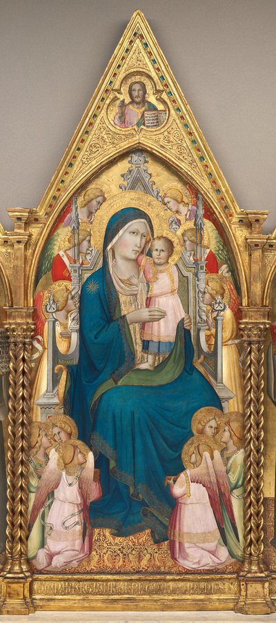 Madona s dítětem na trůnu s dvanácti anděly a žehnajícím Kristem [střední panel] od Agnolo Gaddi