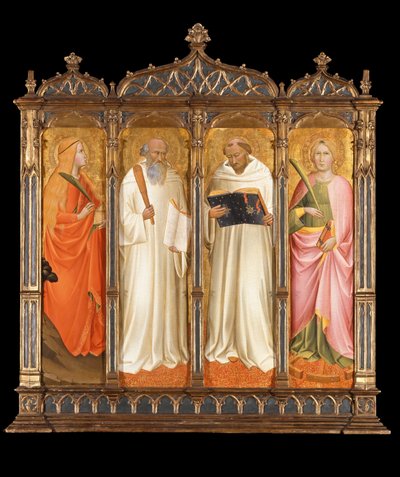 Svatí Marie Magdalena, Benedikt, Bernard z Clairvaux a Kateřina Alexandrijská, cca 1380 od Agnolo Gaddi