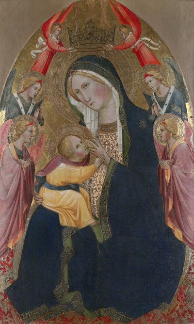 Madona pokory s adorujícími anděly (tempera a plátkové zlato na panelu) od Agnolo Gaddi