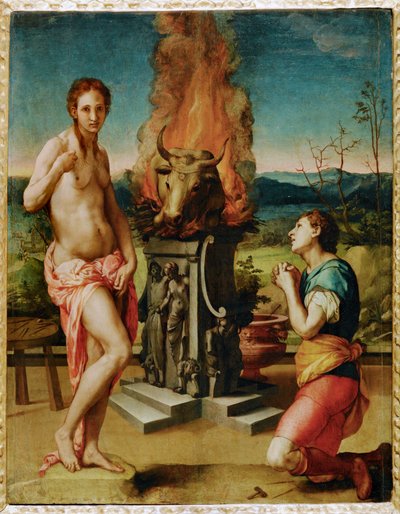 Pigmalion a Galatea (malba na dřevě) od Agnolo di Cosimo Bronzino