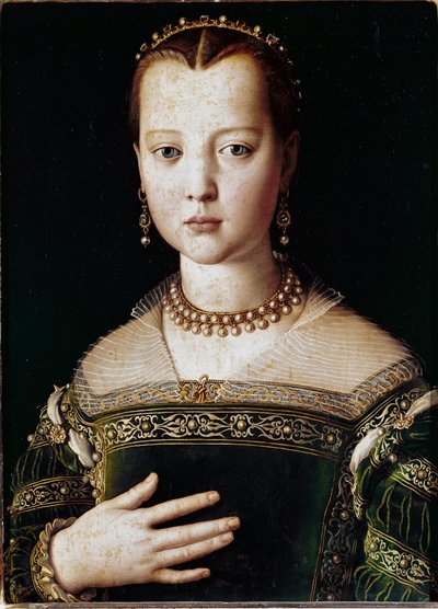 Portrét Marie Medicejské (olej na plátně od Agnolo Bronzino